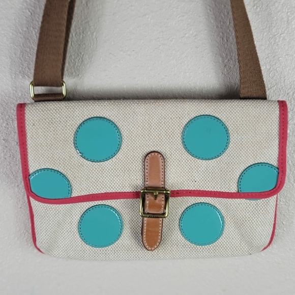 Fossil Canvas Women's Green Silver Crossbody Purse Handbag Colorfully - Picture 9 of 9